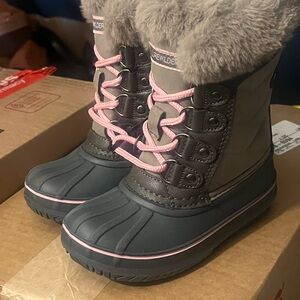 Kids' Gray and Pink Winter Boots
